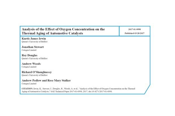 Paper – Analysis of the Effect of Oxygen Concentration on the Thermal Ageing of Automotive Catalysts